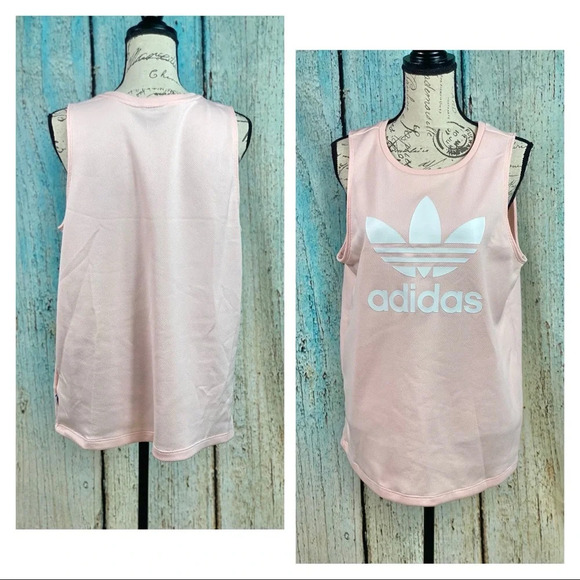 ADIDAS LN Blush Pink White Trefoil Tank - Picture 3 of 11
